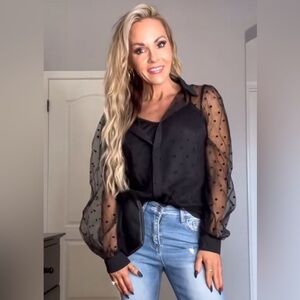 Vici Collection Tulle Polka Dot Top - like new